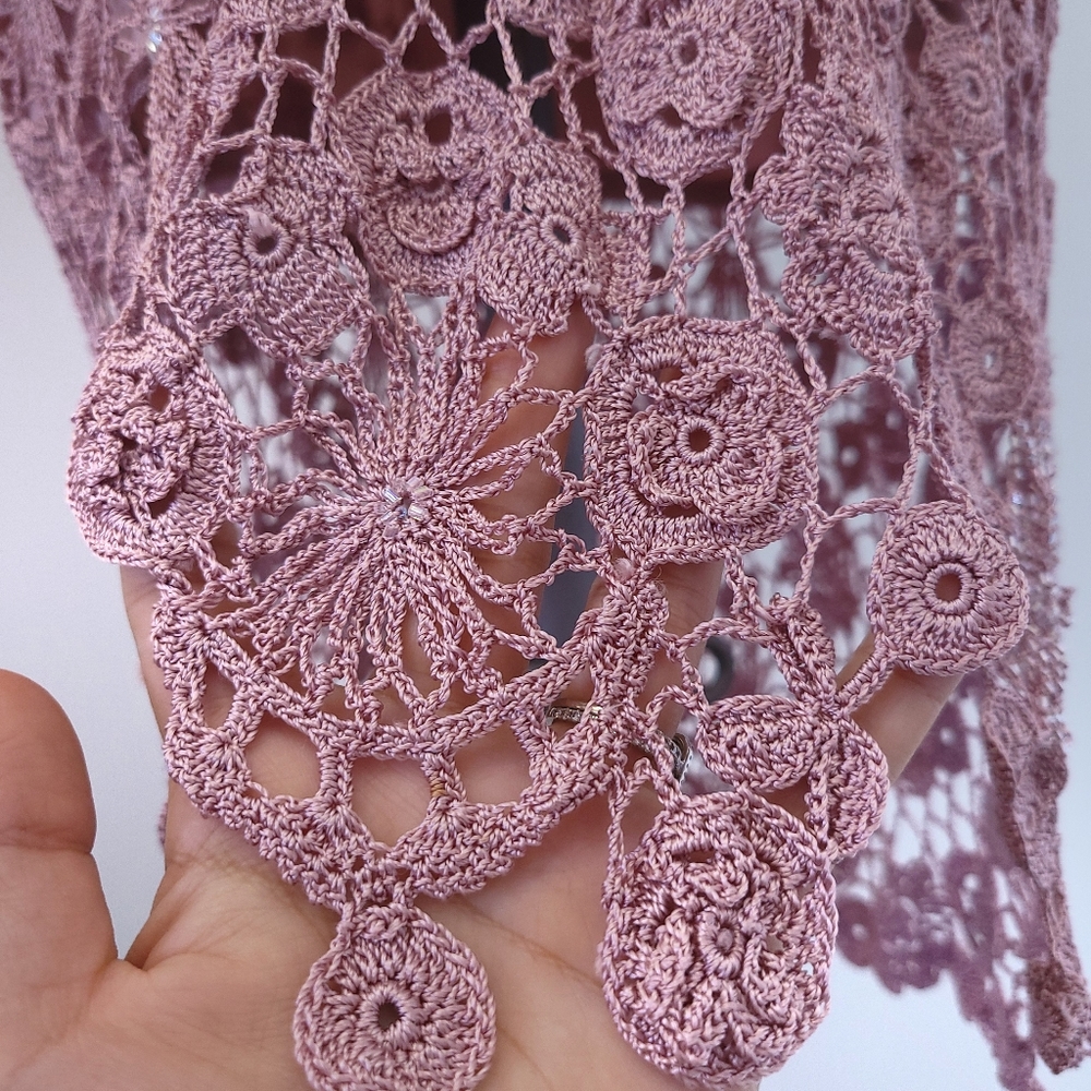 Vintage Y2K Crochet Beaded Regency Fairycore Daphne Bridgerton Slip Dress - Picture 10 of 14